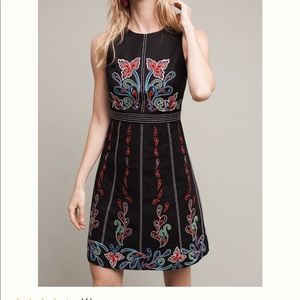 NEW w/ Tag! Anthropologie Black embroidered Maeve Chennai dres